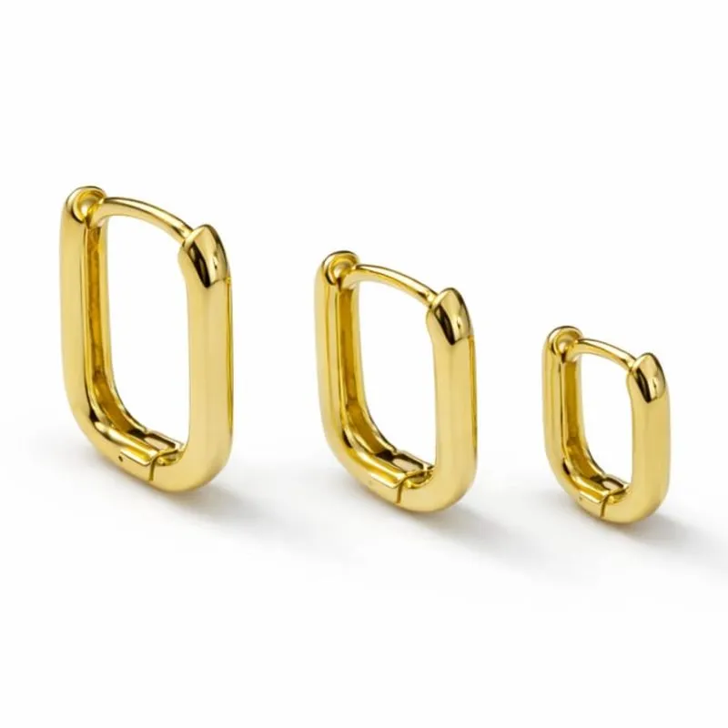 Trio de Argolinhas Retangulares Delicadas