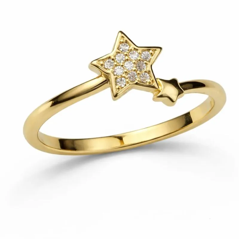 Anel Estrela Cravejada com Detalhe Delicado