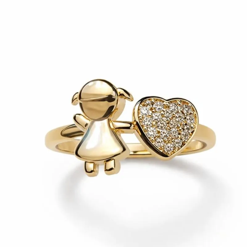 Anel Menina com Coração Cravejado