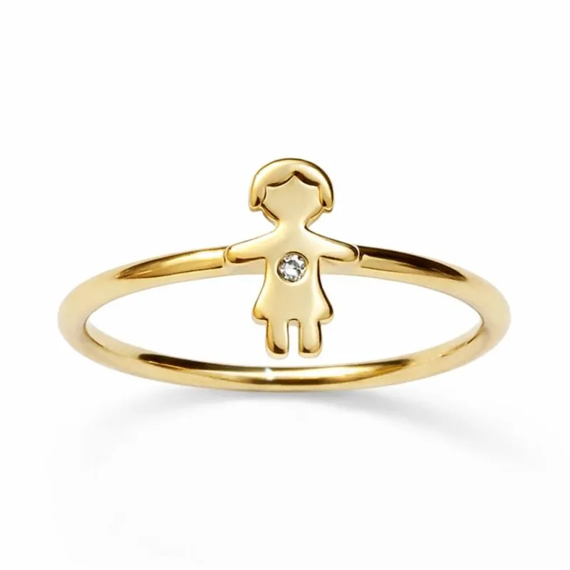 Anel Menina com Detalhe em Zircônia.