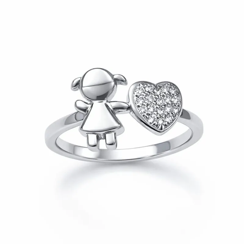 Anel Menina de Falange em Ródio Branco.