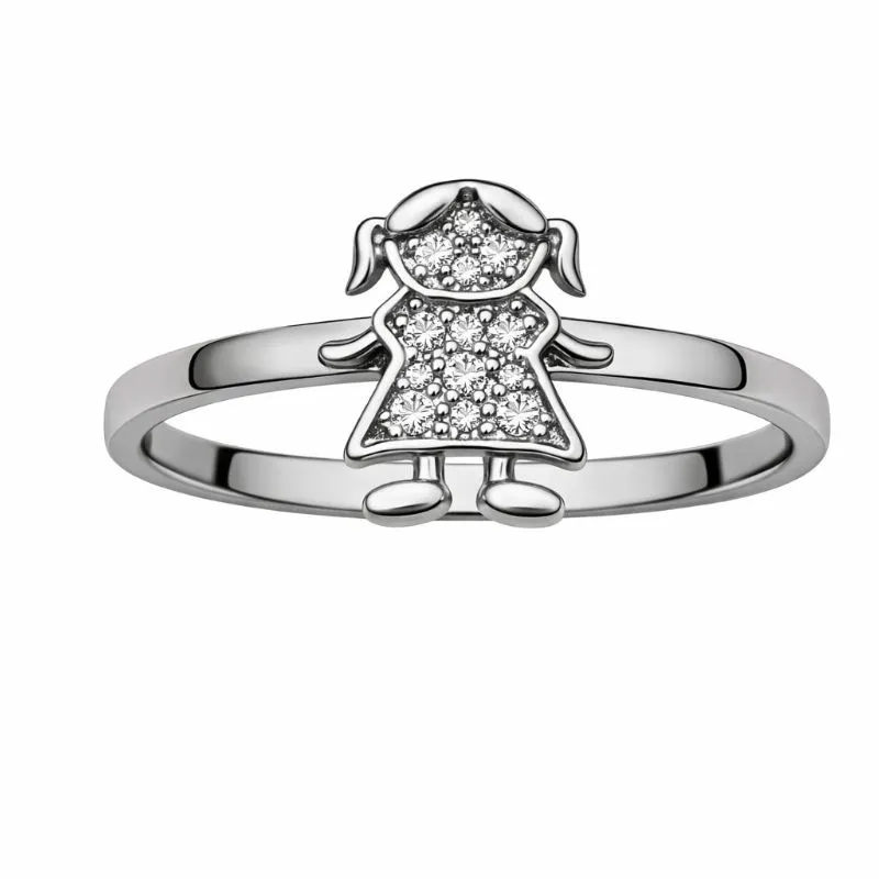 Anel Menina em Ródio com Zircônias.