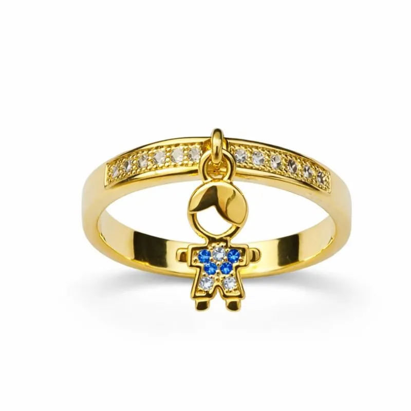 Anel Menino com Zircônias Azuis.