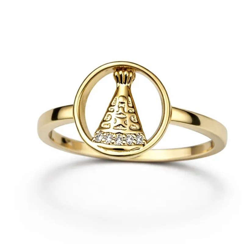 Anel Nossa Senhora Aparecida com Zircônias