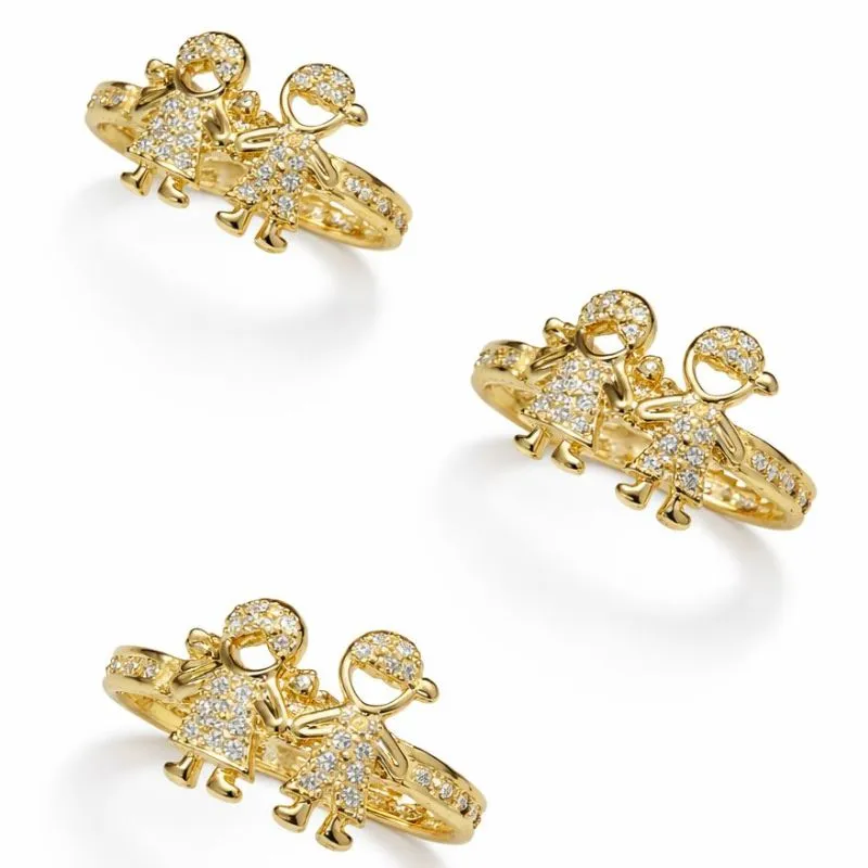 Anel Personalizado Dois Filhos com Zircônias.