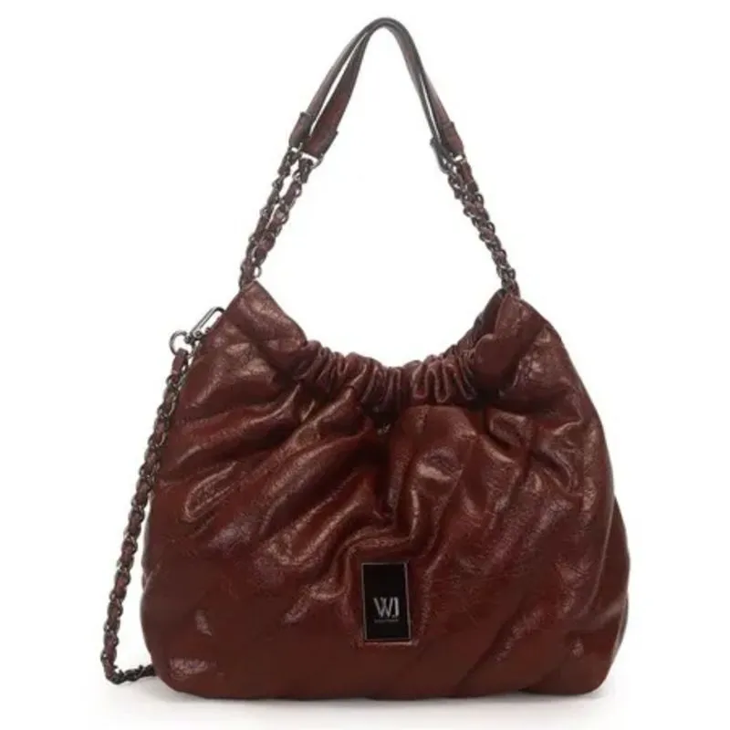 Bolsa Saco Grande Matelassê com Alça Corrente Marrom Café