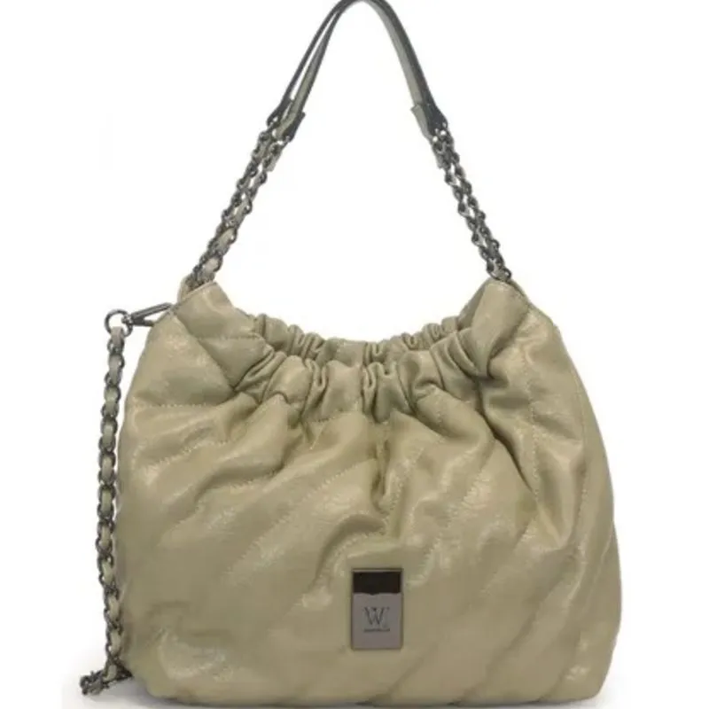 Bolsa Saco Grande Matelassê com Alça Corrente Verde Menta