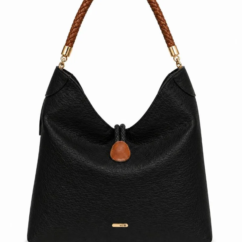 Bolsa Saco Grande WJ Preta com Marrom