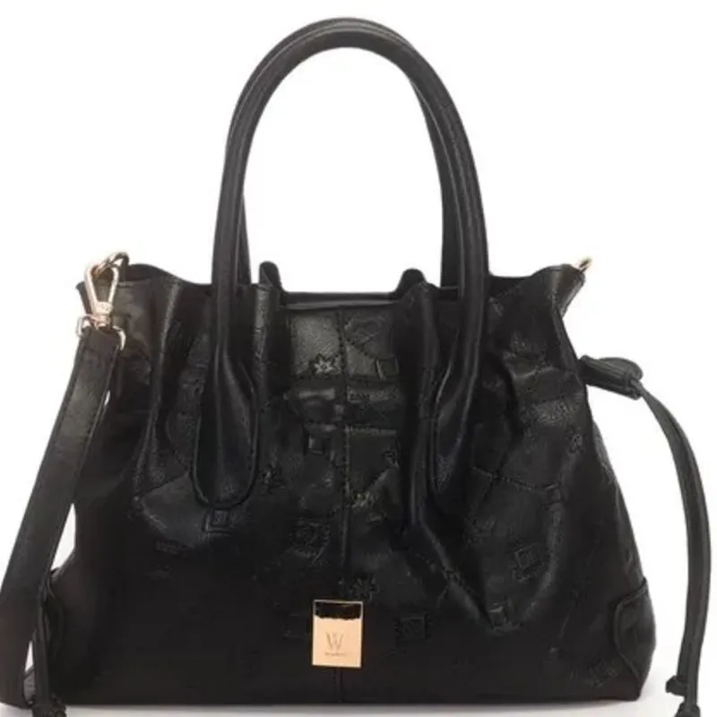 Bolsa Saco Média Monograma Baixo Relevo WJ Preta