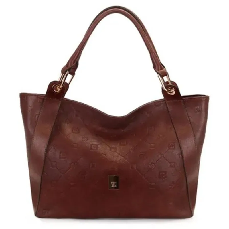 Bolsa Satchel Grande Monograma WJ - Marrom Café.
