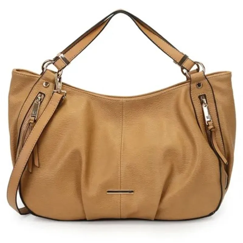 Bolsa WJ Hobo Bicolor com Zíperes Caramelo