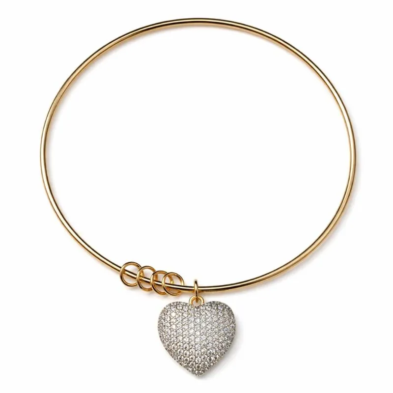 Bracelete com Pingente de Coração Cravejado.