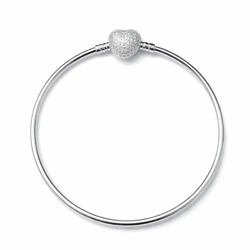 Bracelete em Prata 925 com Coração Cravejado