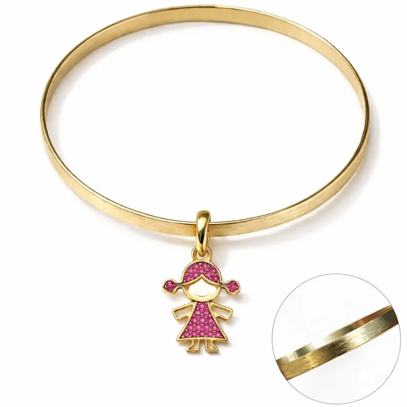 Bracelete Infantil Menina com Pedras Rosa.