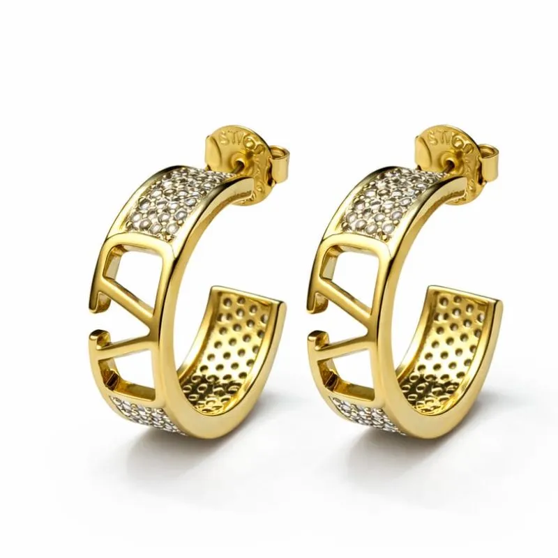 Brinco Argola Inspiração Moderna com Zircônias.