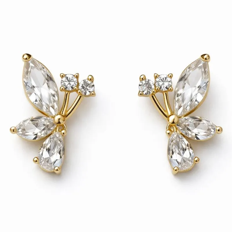 Brinco Borboleta com Zircônias.