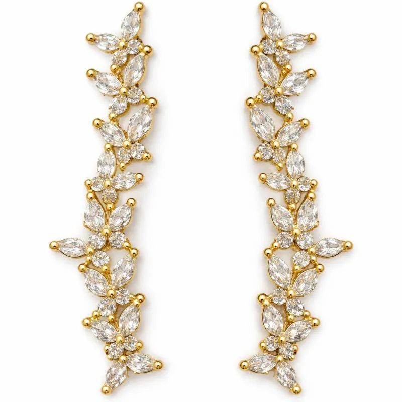 Brinco Ear Cuff Borboletas com Zircônias.