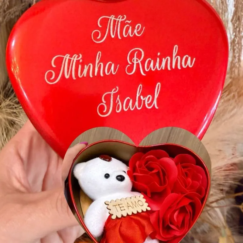 Caixa Especial Dia das Mães Lata Personalizada Mãe, Minha Rainha