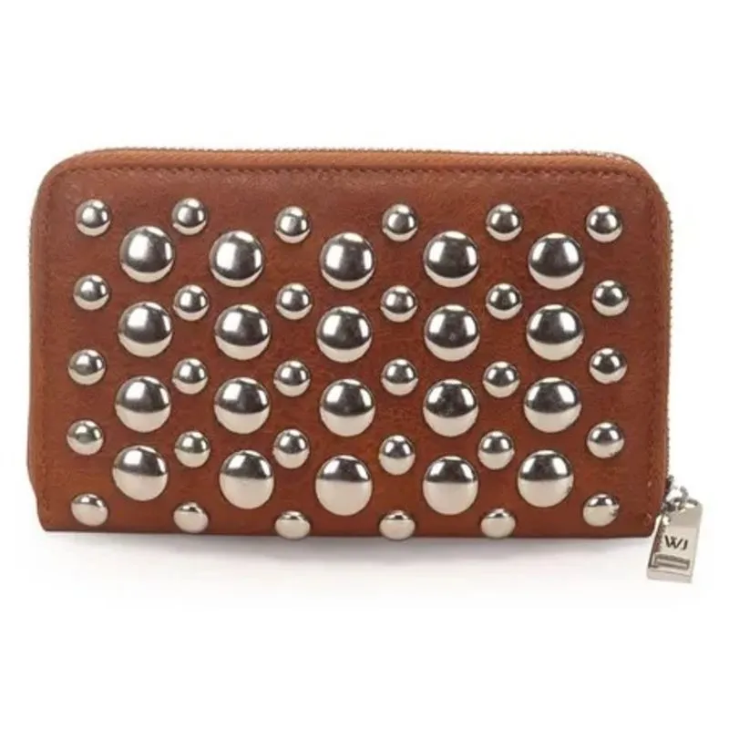 Carteira Media Caramelo Com Aplicacao Tachas