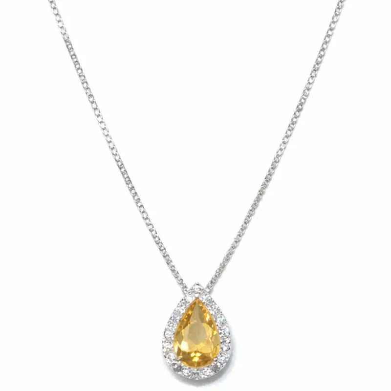 Colar com Pedra Amarela em Prata 925.