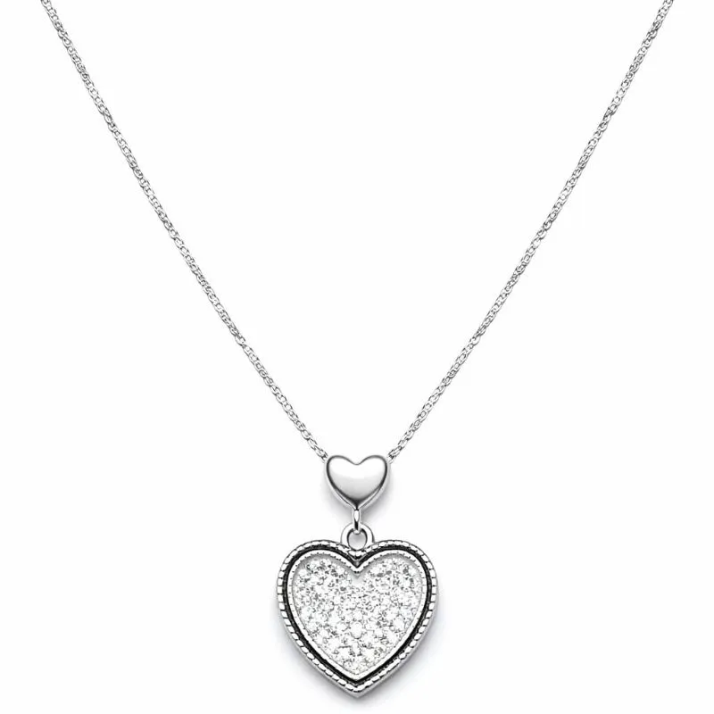 Colar Coração Cravejado em Prata 925.