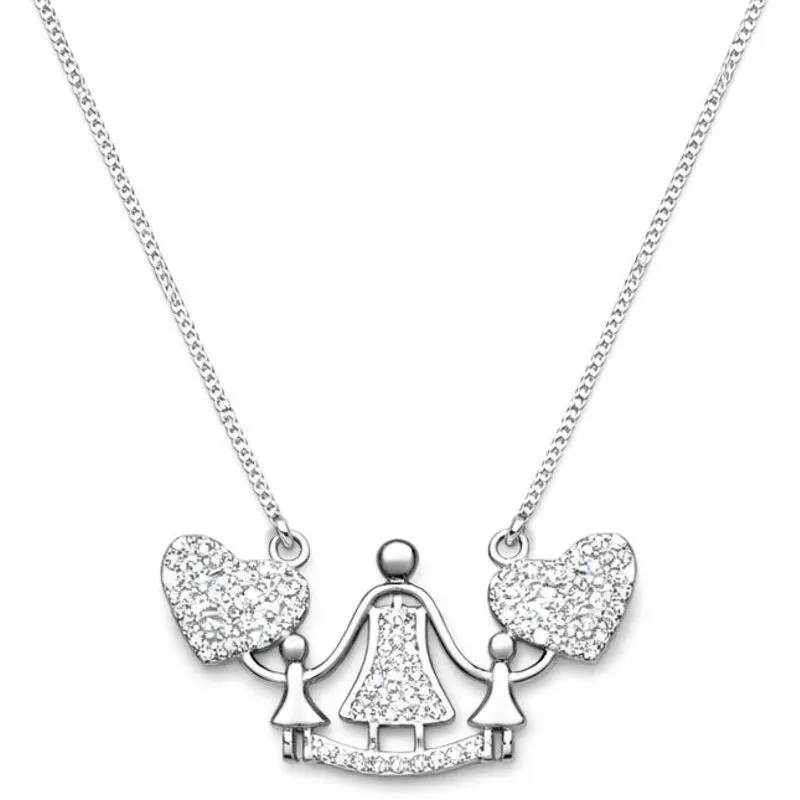 Colar Mãe e Filhas em Ródio Branco