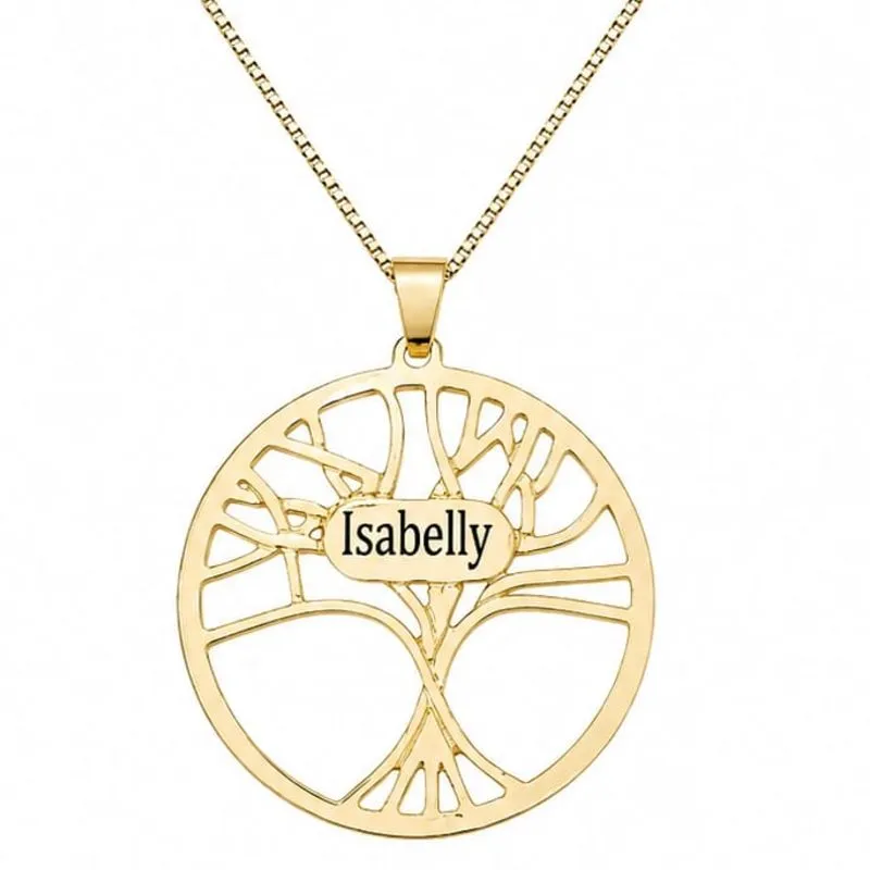 Colar Personalizado Árvore da Vida 3cm Banhado a Ouro.