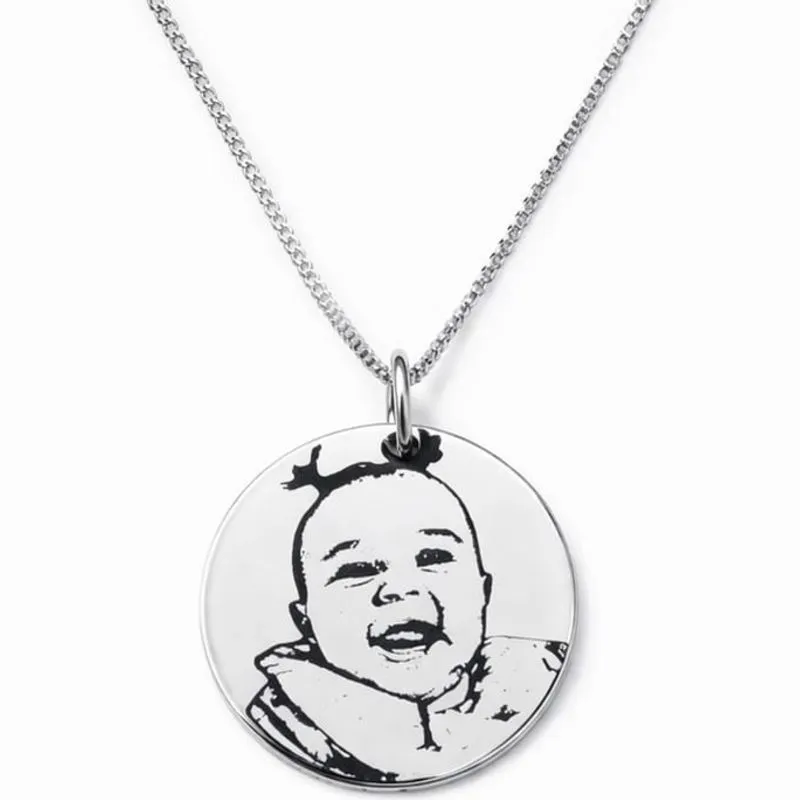 Colar Personalizado com Pingente Redondo 2cm Pequeno Banhado a Prata