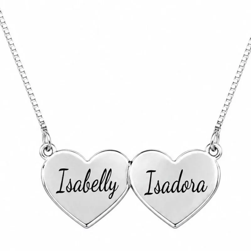 Colar Personalizado Corações Pequenos  Banhado a Prata.