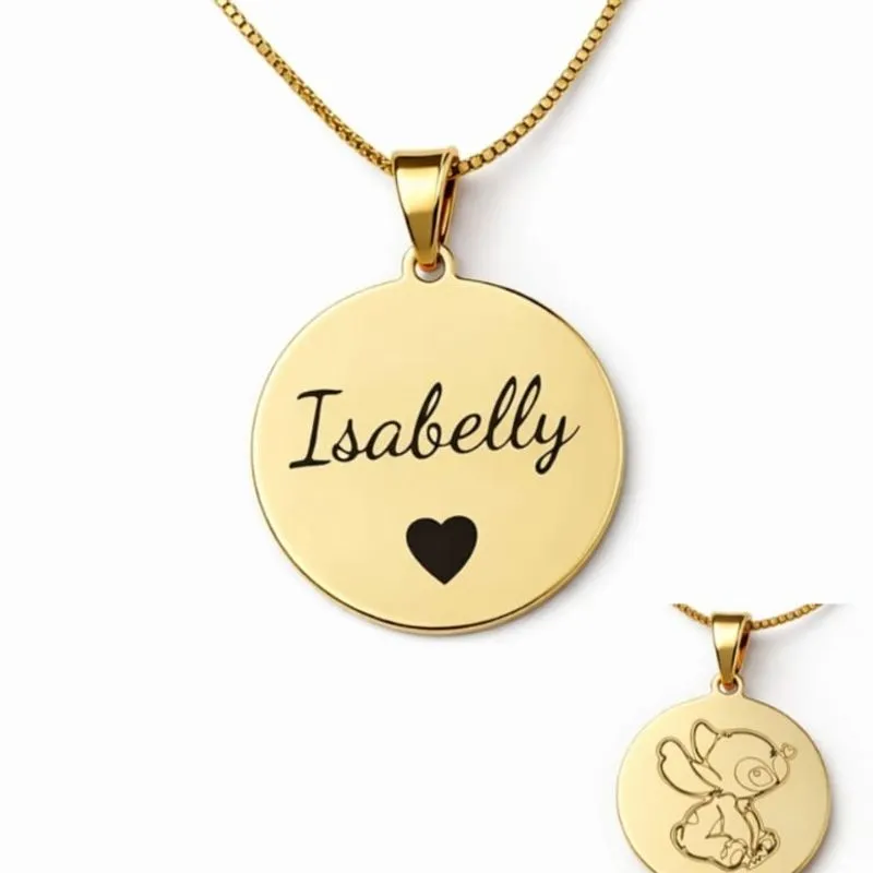 Colar Personalizado Infantil 2cm com Nome e Foto no Verso.