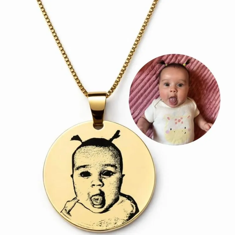 Colar Personalizado Pingente Redondo Pequeno 2CM Com Foto PROMOCIONAL DIA DAS MÃES.