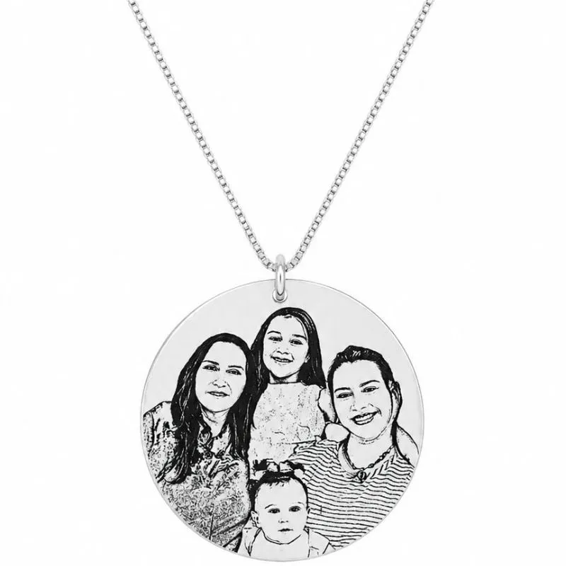 Colar Personalizado Redondo 3cm Banhado a Prata.