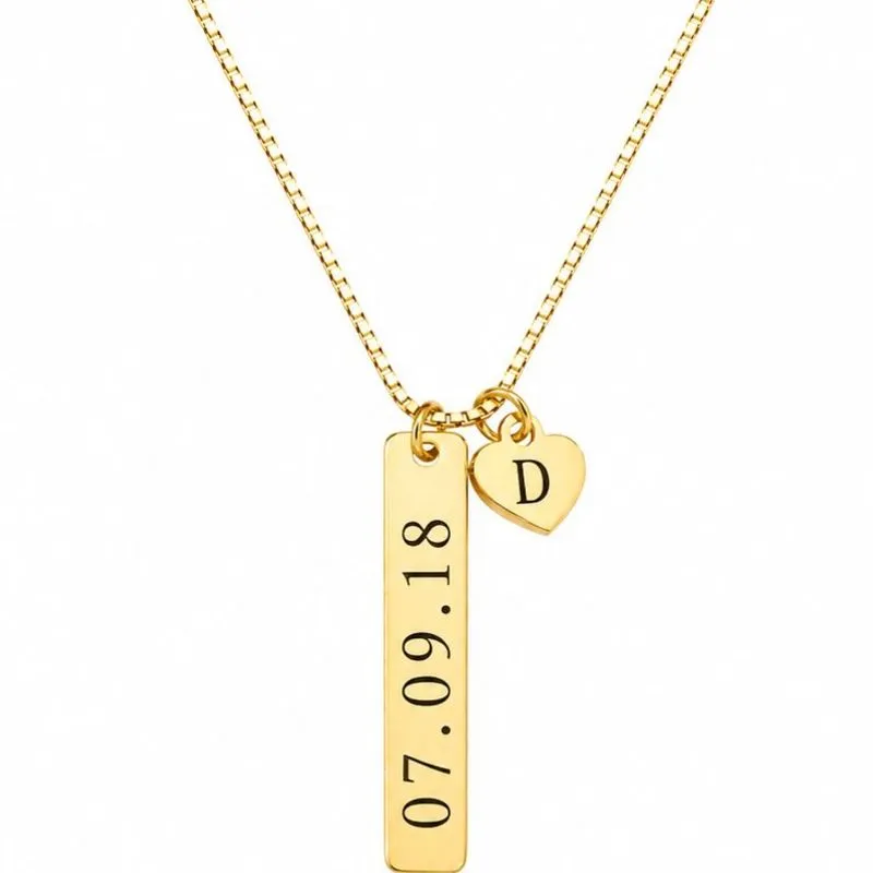 Colar Personalizado Retangular  Banhado a Ouro.