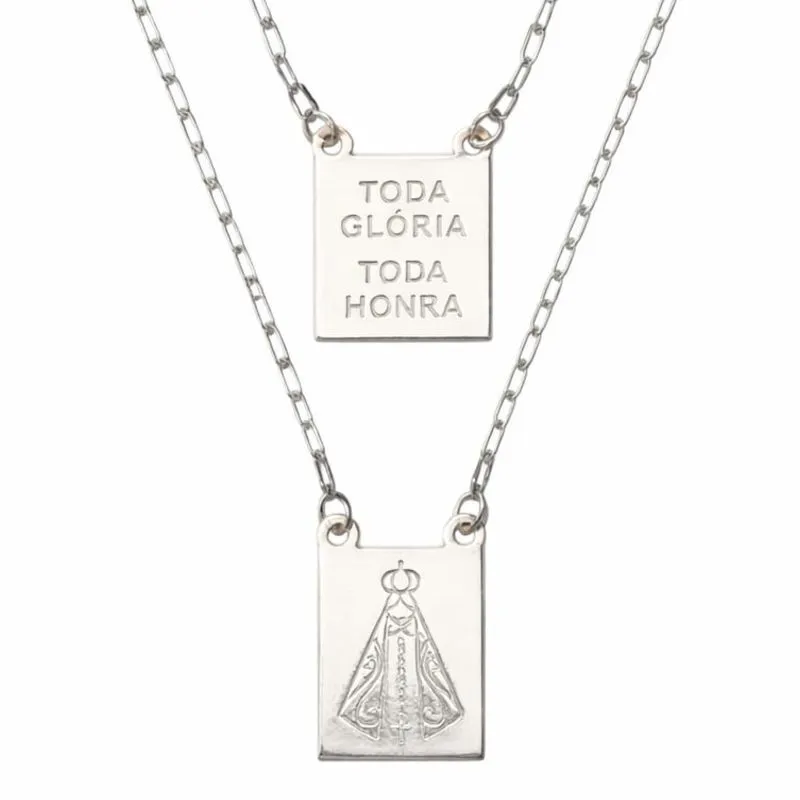 Escapulário Masculino Nossa Senhora em Prata 925.