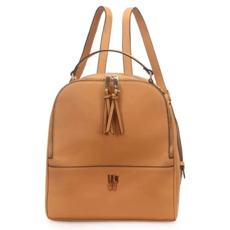 Mochila Média Caramelo com Metal Logo Bicolor