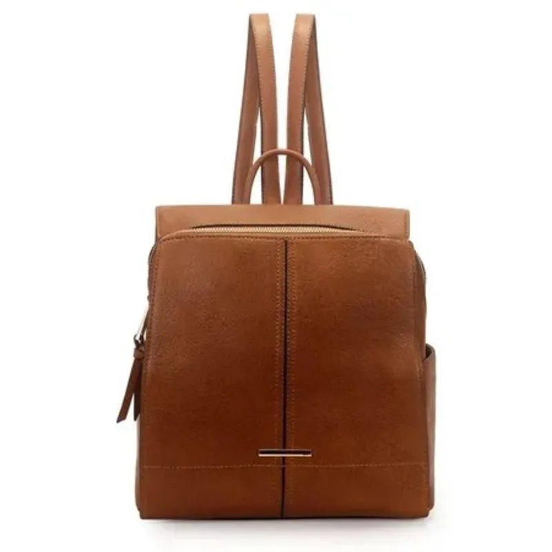 Mochila Média Detalhes Costuras Caramelo.