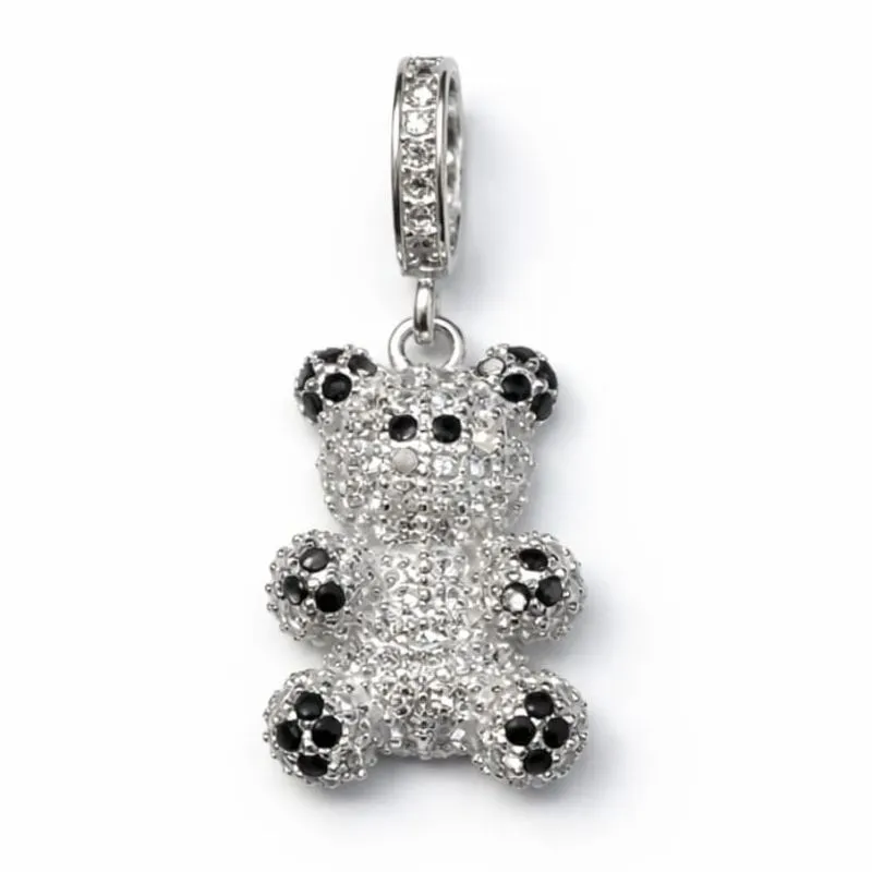 Pingente em Prata 925 Ursinho com Zircônias