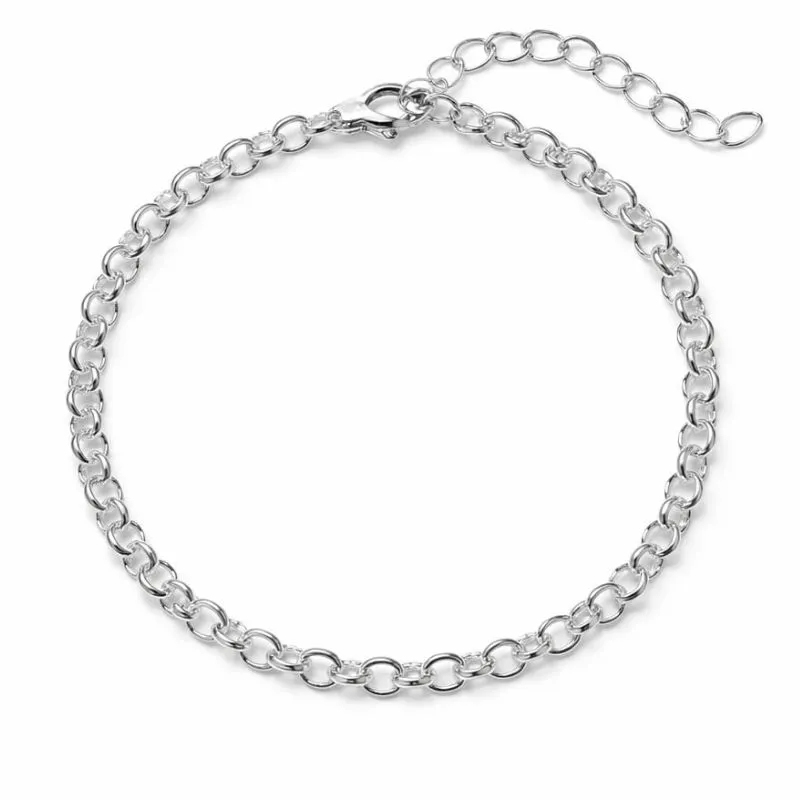 Pulseira com Elos Português Banhada a Prata.