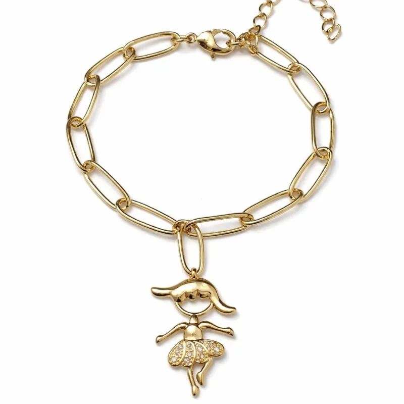 Pulseira com Pingente de Menina  Dourada.