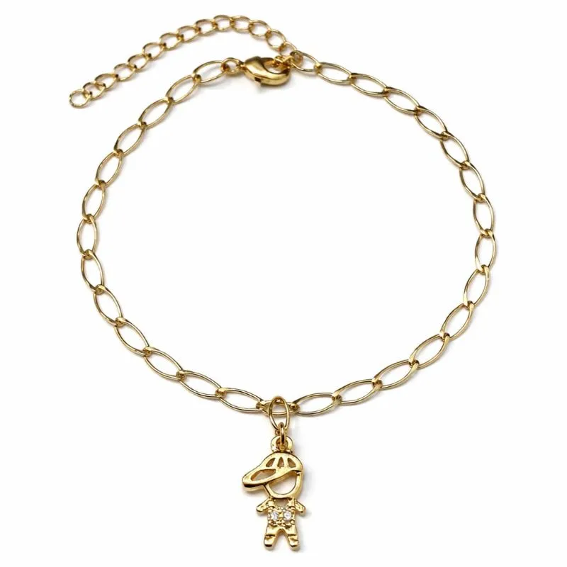 Pulseira com Pingente de Menino  Dourada