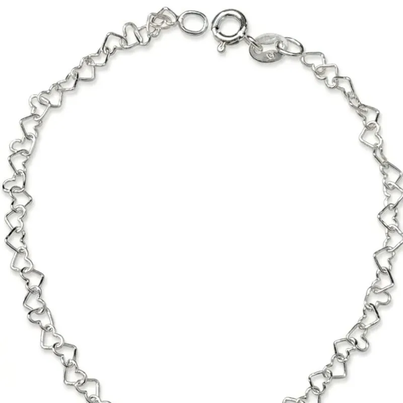 Pulseira Corações em Prata 925