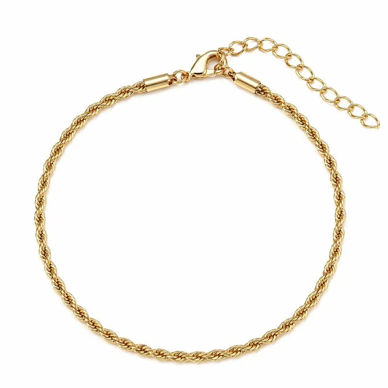 Pulseira Feminina Cordão Baiano Banhada a Ouro 2mm.