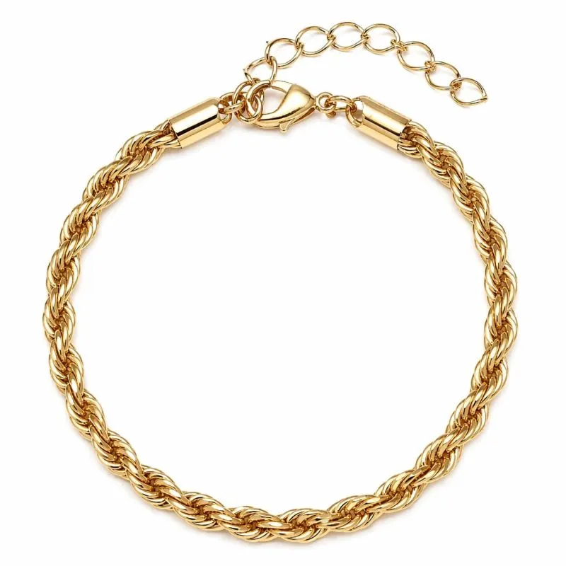 Pulseira Feminina Cordão Baiano Banhada a Ouro 4mm