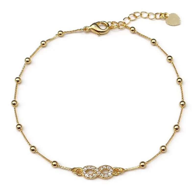 Pulseira Infantil com Símbolo do Infinito e Detalhes em Bolinhas