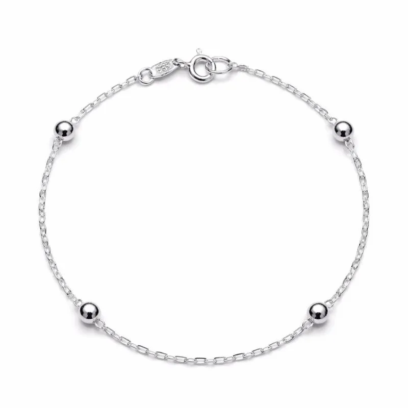 Pulseira Infantil em Prata 925 com Bolinhas.