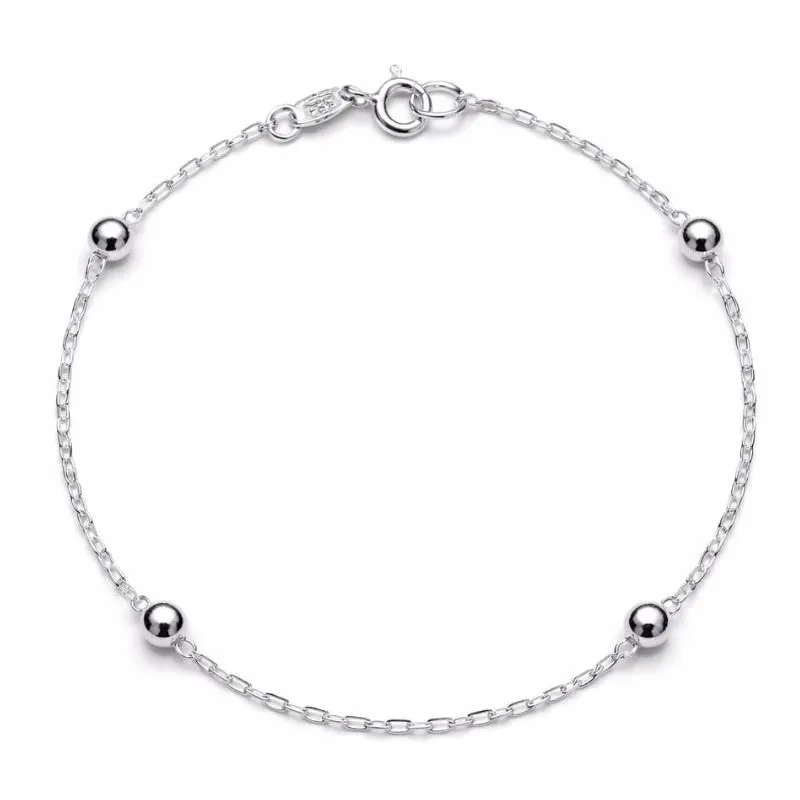 Pulseira Infantil em Prata 925 com Bolinhas.