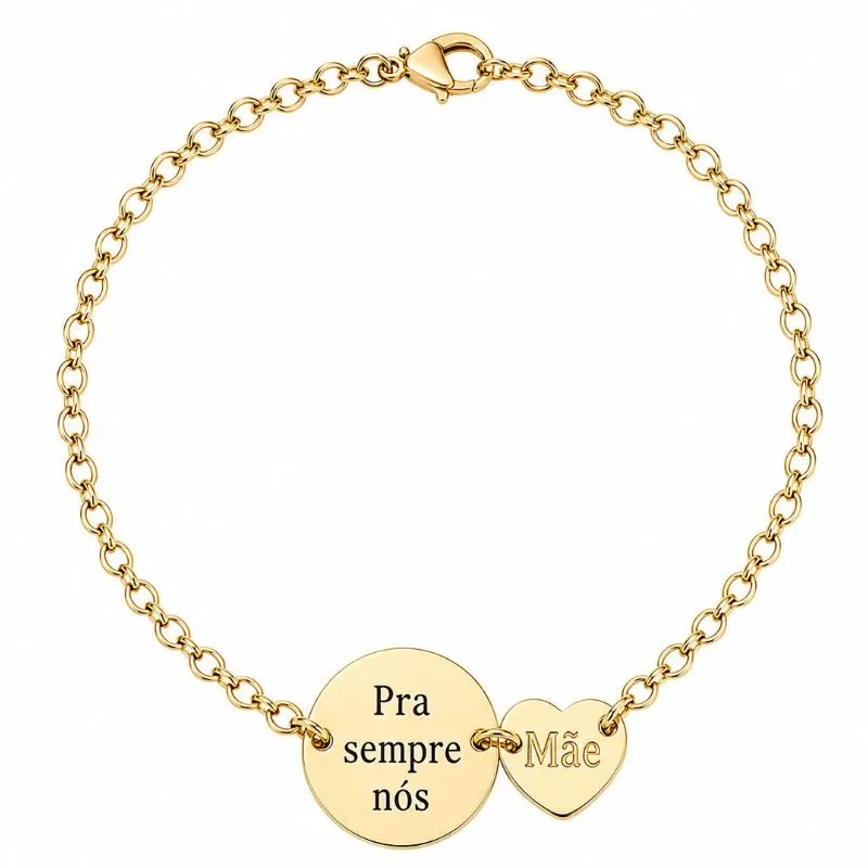 Pulseira Personalizada 1,3 cm Banhada a Ouro 18k.