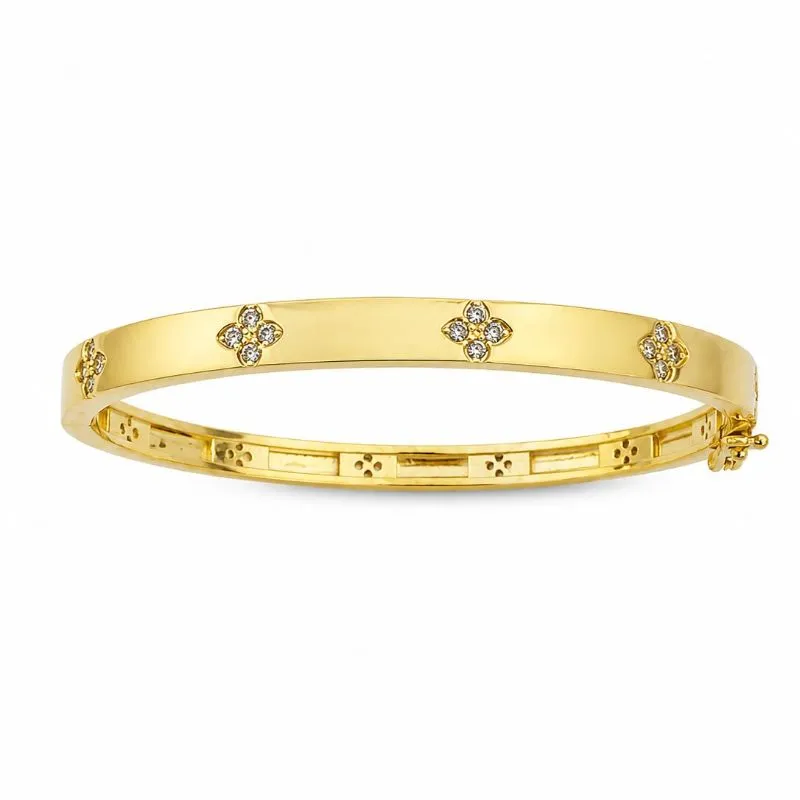 Bracelete Floral Cravejado  Banhado a Ouro 18k.