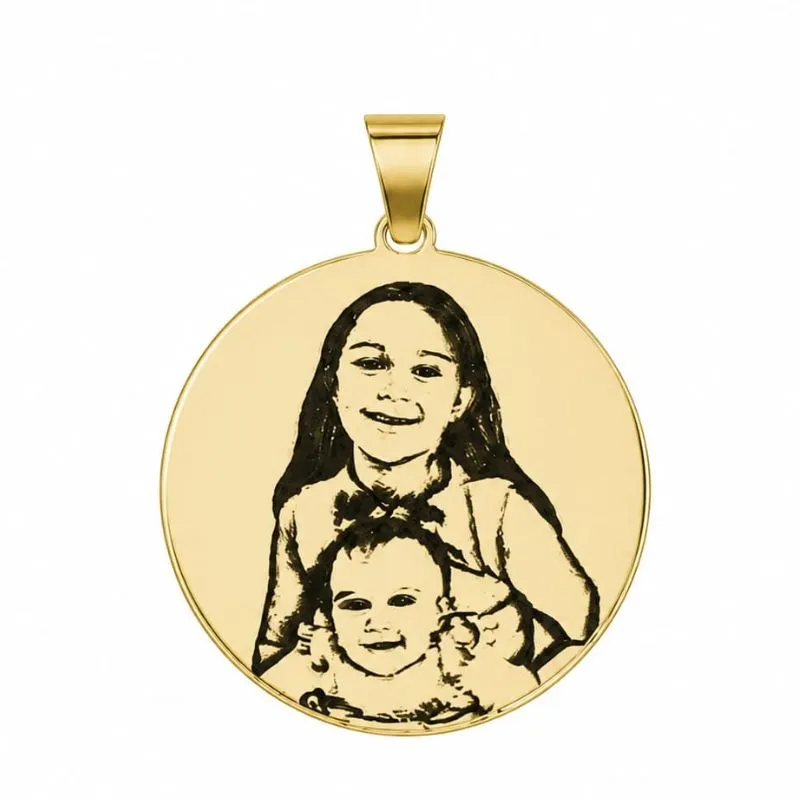 Pingente Personalizado Redondo Mediano 2,5cm com Fotogravação.