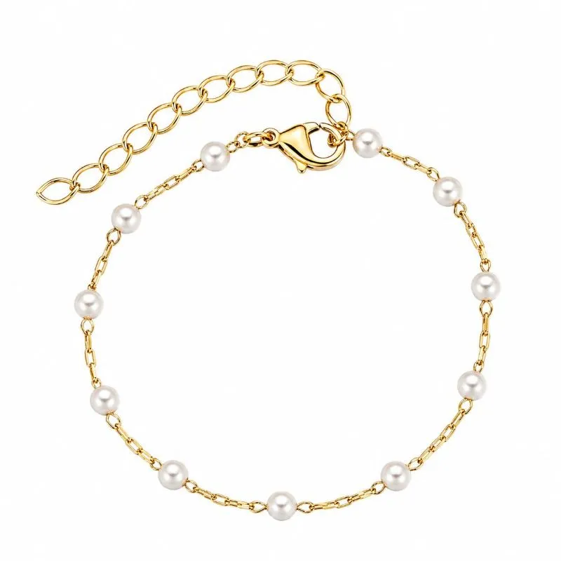 Pulseira de Pérolas Mini Banhada a Ouro.